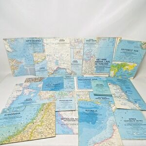 Lot Of 19 Vintage 1960s National Geographic Countries Paper Maps No Duplicates